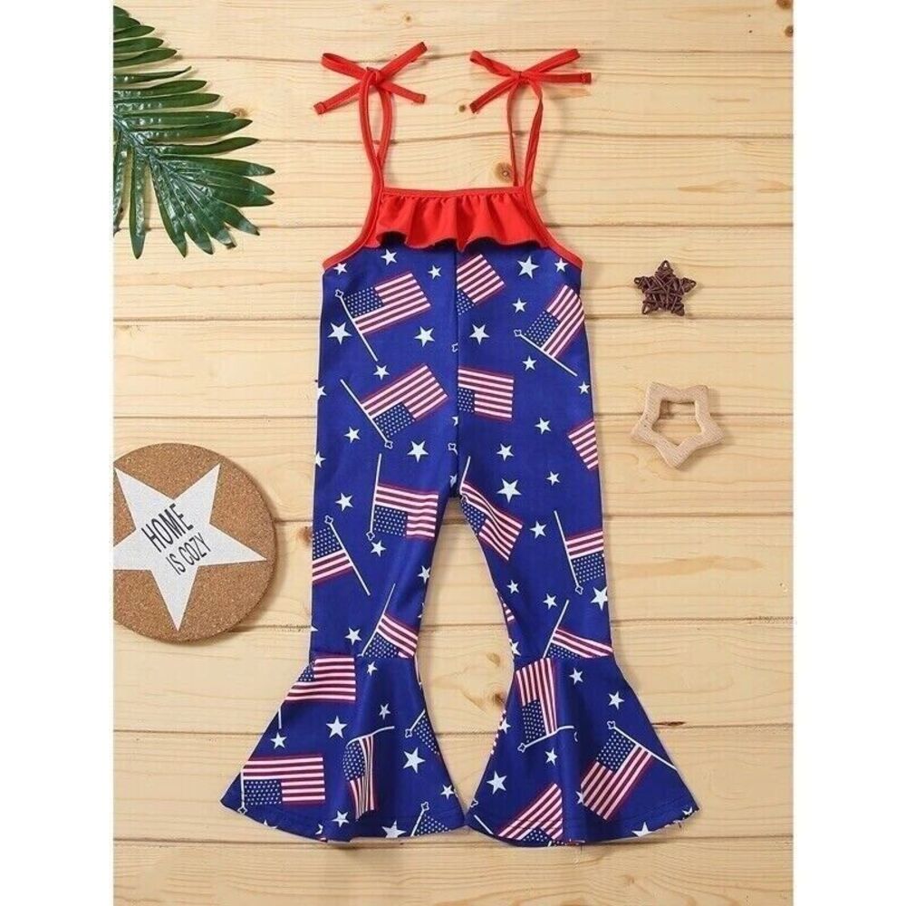 Los Angeles Boutique One Piece Romper Jumpsuit 4th of July Flag Outfit NEW 2T - Picture 2 of 7